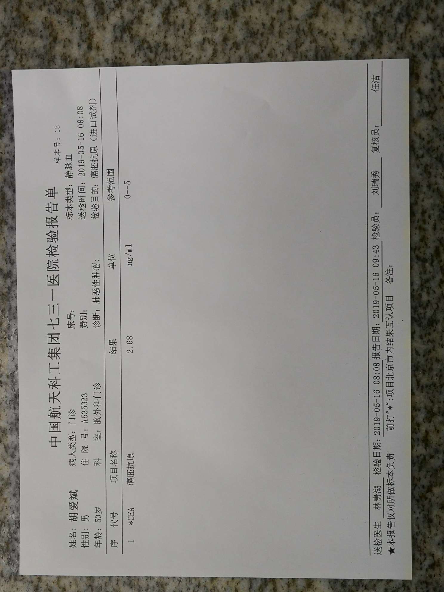 血常规,肝肾功,肿瘤标志物化验全部正常