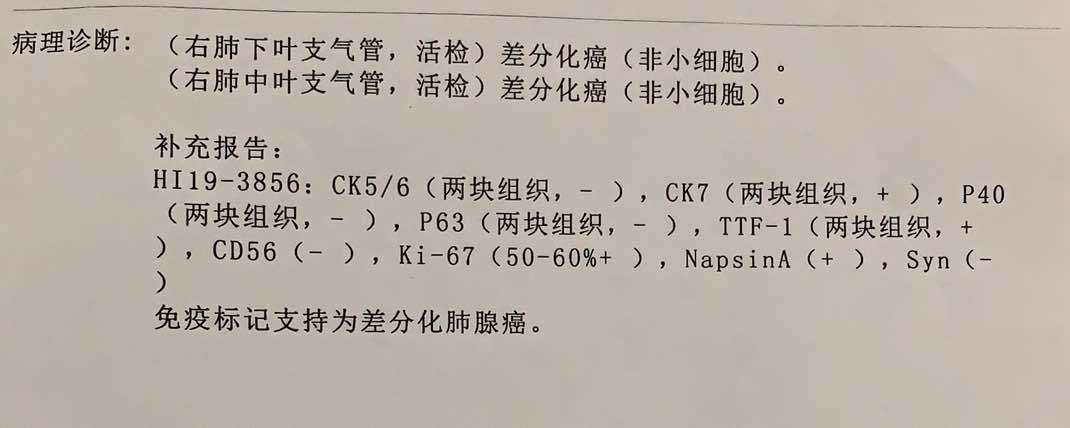 結果上週五拿到的免疫組化最終報告顯示是肺腺癌,那是否代表著爸爸也