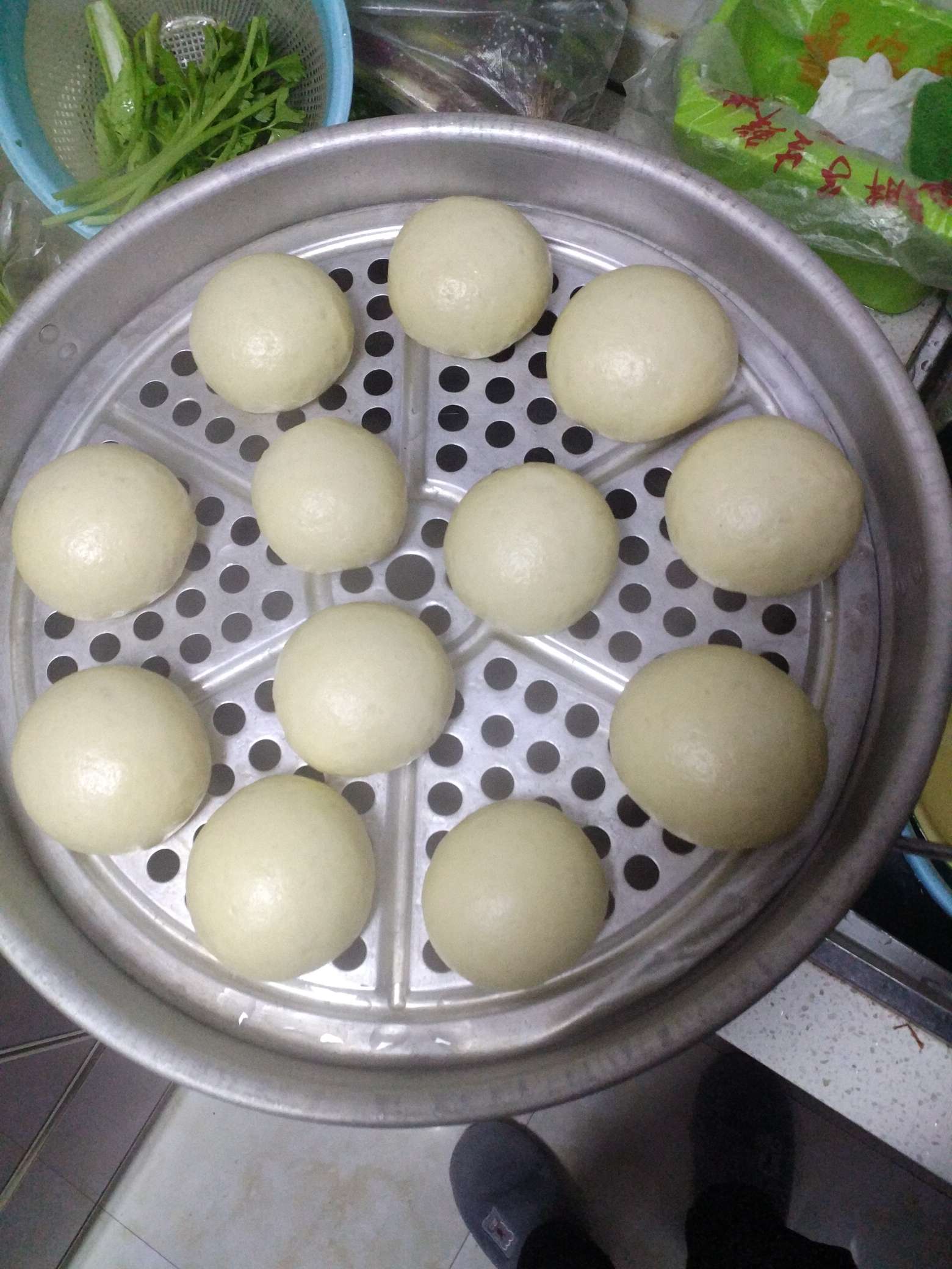 今天做黄豆渣玉米白面馒头了