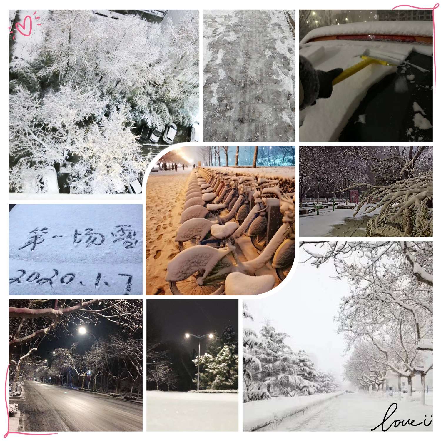 今天早上出门下楼,因傍晚的雨加雪加大风降温,出门就是天然的溜冰场