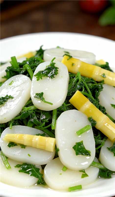 健康食谱：荠菜春笋炒年糕