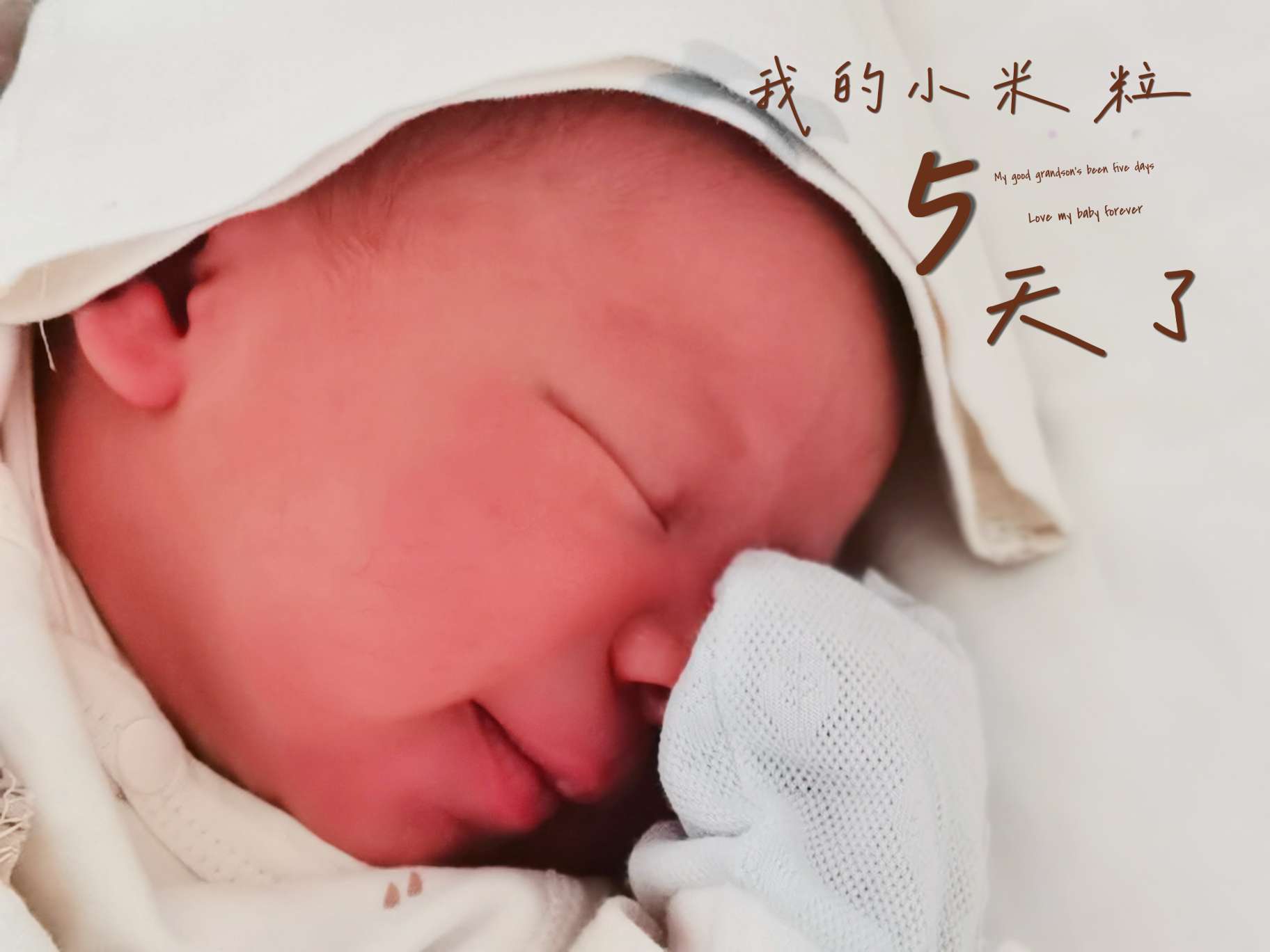 我的小米粒6月8号5天了，今天睡觉姿势跟外婆“神相似”